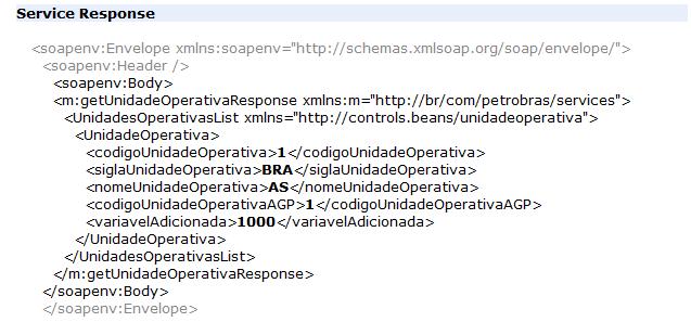 Figura 14 Comando SQL após inserção da nova variável 5. Atualizar o arquivo WSDL, que contemplará no contro do serviço as modificações realizadas (Figura 10).