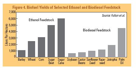 Biofuel yield per hectare World Watch 2006, http://www.worldwatch.