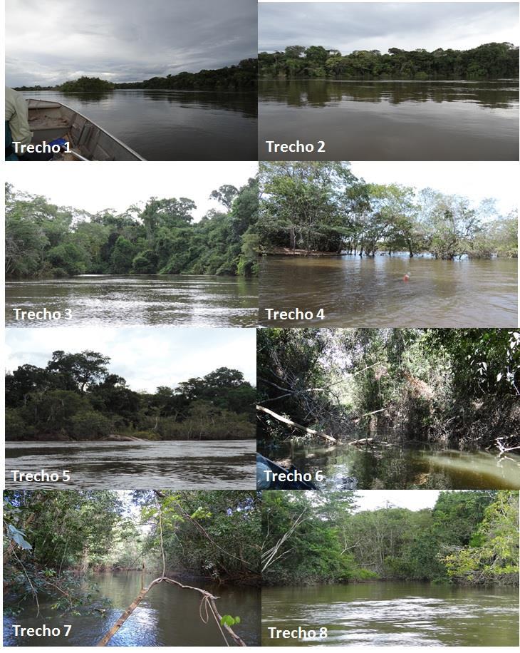 Figura 2: Trechos de amostragem de peixes na área de abrangência