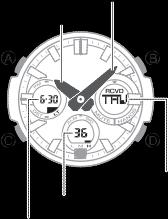 x Se deixar o relógio no modo definição (c/dígitos a piscar) por dois ou três minutos sem executar qualquer operação, o relógio sai automaticamente do Modo definição.