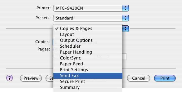 Imprimir e Enviar Faxes Enviar um fax Para utilizadores de Mac OS X Pode enviar um fax directamente a partir da aplicação do Macintosh. 7 1 Crie um documento numa aplicação Macintosh.