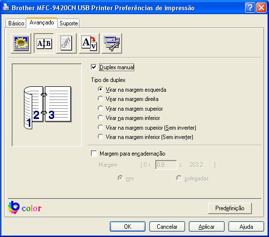 Impressão Duplex O controlador de impressão suporta a