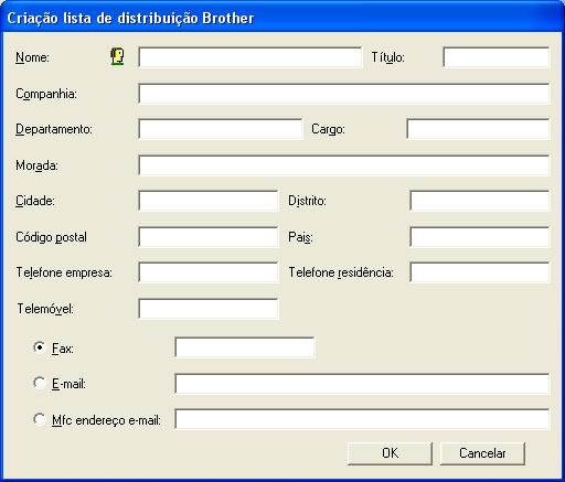 Software PC-FAX Brother Configurar um membro no livro de endereços Na caixa de diálogo Livro endereços Brother pode adicionar, editar ou eliminar informação memorizada relativa a Membros e Grupos.