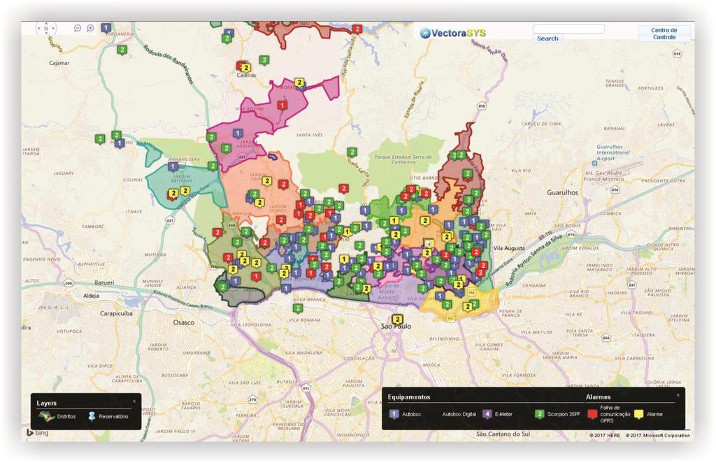 SOFTWARE Mapas VectoraSys possui integração com um mapa interativo que informa a