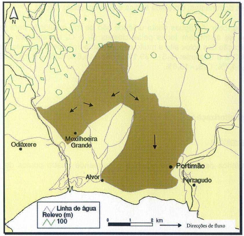 Fig. 42 Sentidos do fluxo do sistema aquífero Mexilhoeira Grande-Portimão Fonte: http://snirh.pt/snirh/download/relatorios/rh_barlavento.