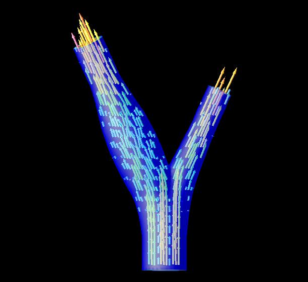 18 Figura 5: Visualização em 3D do campo vetorial no interior de uma artéria, utilizando setas.