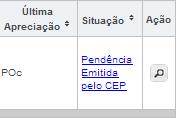 pendência para um projeto, a situação deste é