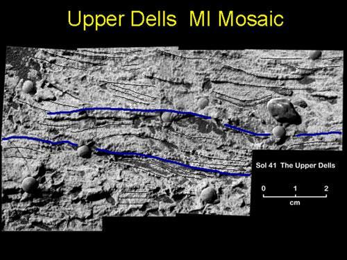 Superfícies planetárias Marte Terra MARTE A alcóva forma-se acima do local do escoamento enquanto a água emerge e mina o material do qual está