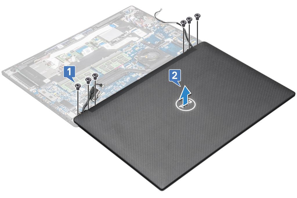 Instalar o conjunto do ecrã com funcionalidade de toque 1 Coloque a base do computador numa superfície plana de uma mesa e posicione-a junto à extremidade da mesa.