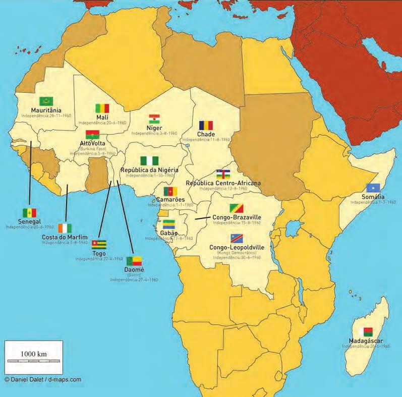 6.1. O nascimento de nov os Estados Fig. 4 As dezassete nações africanas que conquistaram a independê ncia em 1 9 6 0.