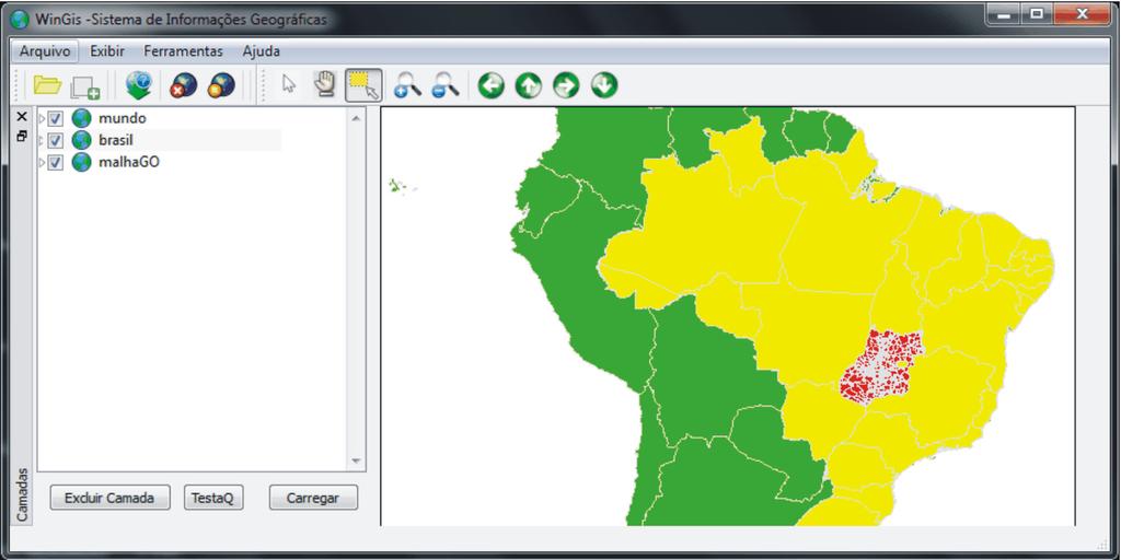 Interfaces do programa WinGIS: (a)