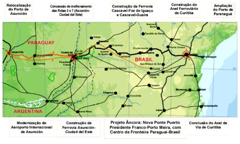 Figura 3: Eixo Capricórnio Fonte: IIRSA, 2004 3.8 Perspectivas A competitividade da exportação da soja paraguaia é um relevante debate em âmbito nacional.