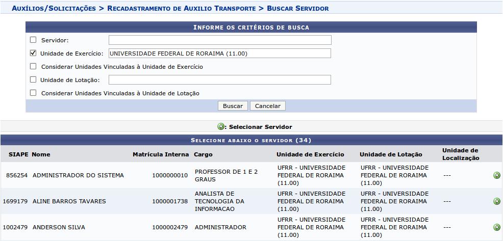 2.2.10 Cadastrar Auxílio Transporte Permite solicitar o