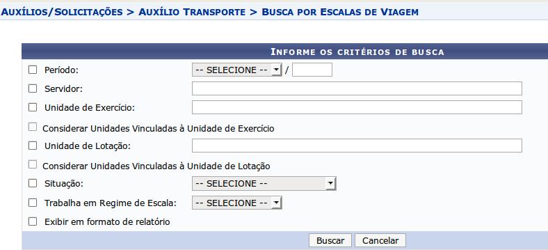 2.15 Consultar Escalas de Viagem Esta funcionalidade permite que seja realizada a consulta de escala de viagens.