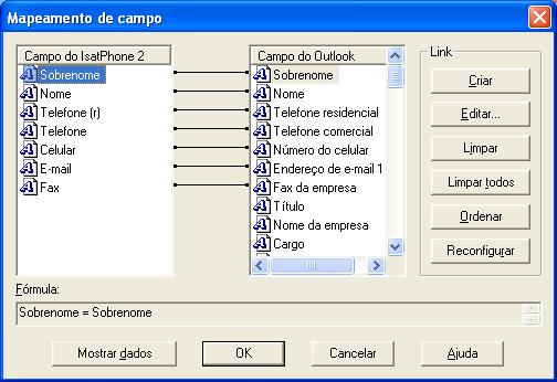 Mapeamento: Para transferir dados entre o telefone e o computador, é necessário que haja um vínculo entre cada campo de cada um dos dispositivos.