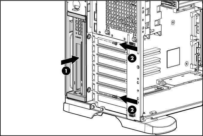 10. Instale o gabinete de expansão PCI-X. Fixe o conjunto com os parafusos do painel de acesso posterior. 11.