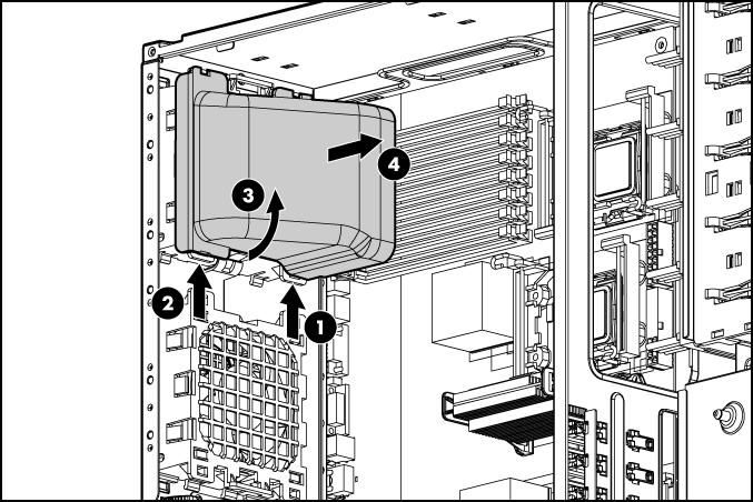 21. Execute um dos seguintes procedimentos: Feche ou instale o painel frontal da torre, conforme necessário. Instale o servidor no rack. 22. Conecte todos os cabos externos à placa de expansão PCI-X.