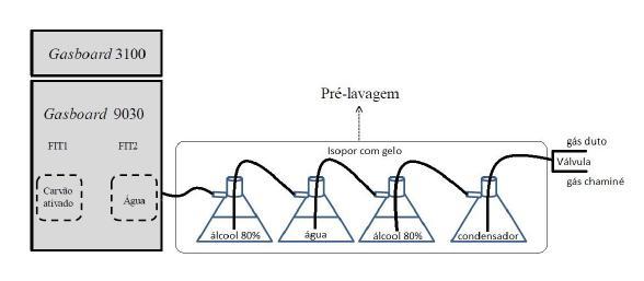 porcentual base volume de. A vazão média de sucção dos gases pelo equipamento foi de 1 L/minuto.