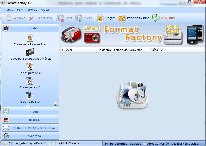 Faça o download do software free Format Factory (utilize o site do Baixaki) Disponível em: