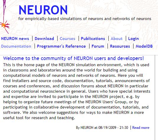 NEURON NEURON é um ambiente de simulação para modelagem individual e em rede de neurônios.