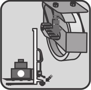 3) Posicione a alavanca para cima para baixar a carga (fig. 4). 4) Para travamento das rodas, acione os pedais do freio (fig.