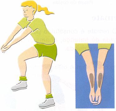 - Para amortecer e controlar a queda, evitando tocar a rede, o jogador deve contactar o solo com a parte anterior dos pés, ligeiramente afastados, e com flexão das pernas.