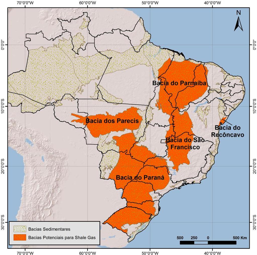 potencial Não há áreas concedidas Folhelhos profundos Desafio: espessas camadas de basalto **6,4 trilhões m³ Bacia do Solimões/Amazonas: Riscos ambientais maiores Logística complexa Área evitada