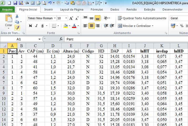 8 33 Ajuste de modelo de altura em função do dâmetro 1 Ln( Ht) = b 0 + b1 + e DAP BD = bd BC bc BD = altura total da árvore; BC = comprmento da balza auxlar apoada na parte nferor do fuste da árvore;