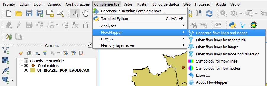 o Vá até o menu complementos no QGIS, complemento