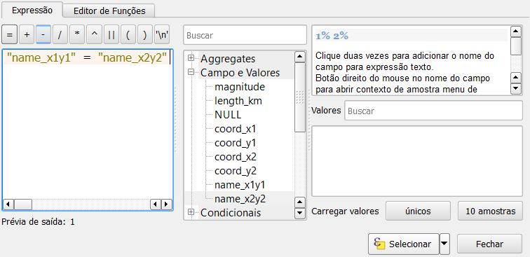 o o Vamos eliminar todos os registros que tenham os nós de vértices iguais, para tanto