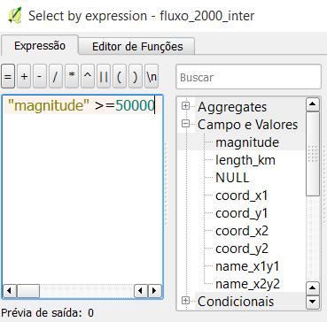 15. Vamos fazer um mapa de fluxo com magnitudes maiores que 50.000 migrantes Abra a tabela de atributos de fluxo_2000_inter.shp.