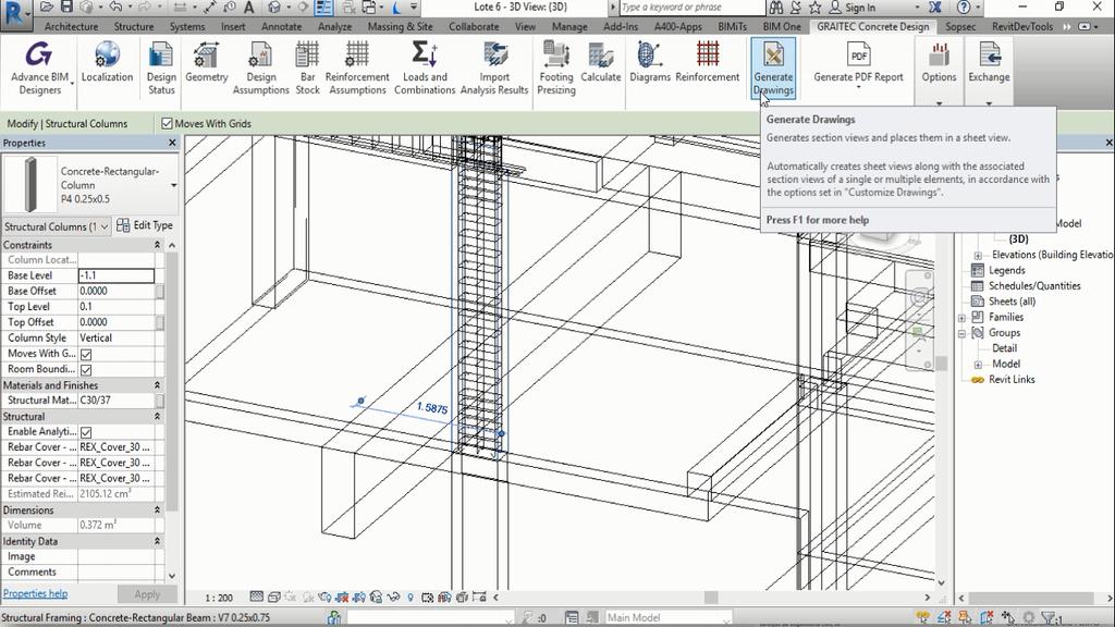 Ao contrário do que é norma no BIM, os desenhos gerados por este plugin não são perspetivas sobre elementos tridimensionais, mas antes desenhos CAD 2D que respeitam as regras do desenho de secções de