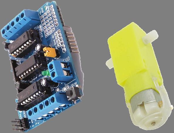 6º Exercício Utilizando um driver de motor SHIELD L293D, controlar o motor de corrente contínua.