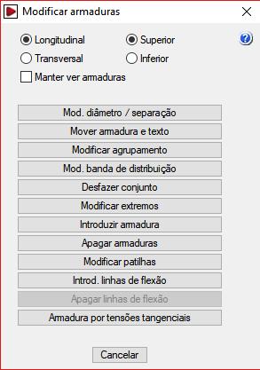 CAD Exemplo prático Open BIM 112 2.6.6.2. Revisão de armaduras Para ver as armaduras das lajes, no separador Resultados prima no menu L.maciças/Fungif.