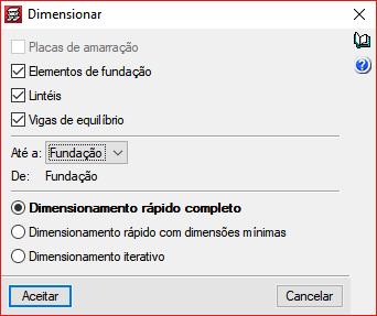 Dimensionamento Após se ter efetuado todas as correções e cálculos necessários, chega-se à fase de se efetuar o cálculo da