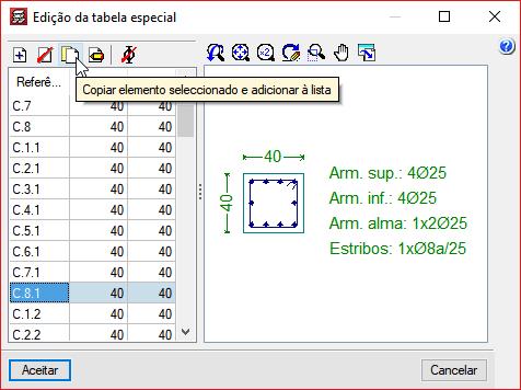 1 duplicada. Altere a referência para C.9.1. Prima em Editar, e coloque os varões de armadura de acordo com a figura seguinte.