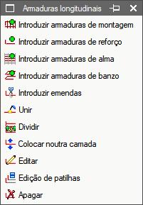 CAD Exemplo prático Open BIM 94 Na barra de ferramentas, os ícones Armaduras longitudinais e Armaduras transversais possibilitam a edição das respetivas
