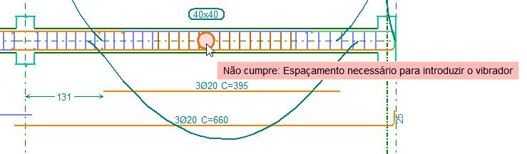 Posicionando o cursor sobre o símbolo de erro na viga, visualiza-se que agora só existe