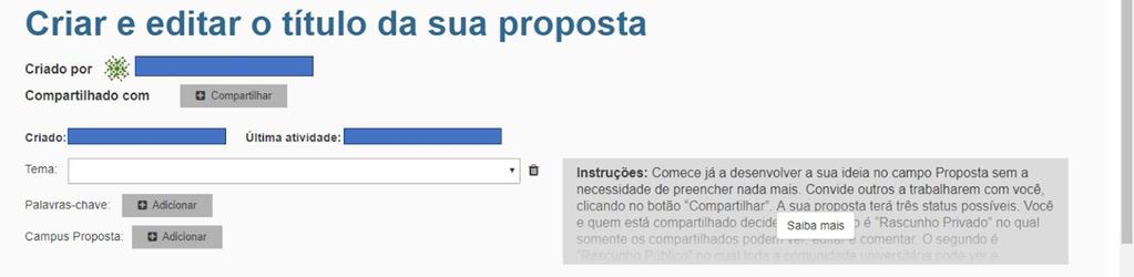 propostas criadas por você (Minhas Propostas),