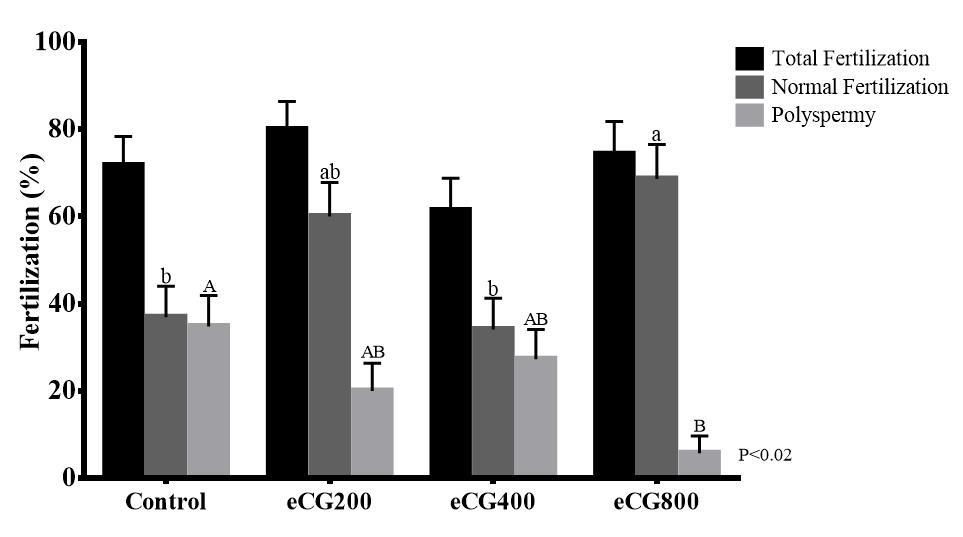 42 Table 1 - Results (mean ± SEM) of ovum pick-up (OPU) in Braford cows superestimulated with different ecg dose (Control, ecg200, ecg400, and ecg800) Control ecg200 ecg400 ecg800 P-value No.