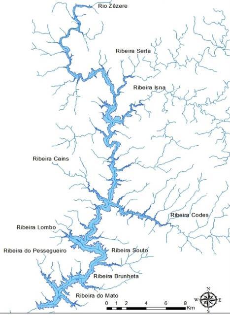 (consume humano e hidroenergia) Resutados do SWAT utilizados como entradas do Ce-Qual-W22 Alge Zêzere (main river) Codes Hidrodinâmica e