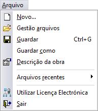 VAC III 7 2. Menus 2.1. Arquivo Fig. 2.1 Novo Permite criar uma nova obra e especificar a pasta de destino.