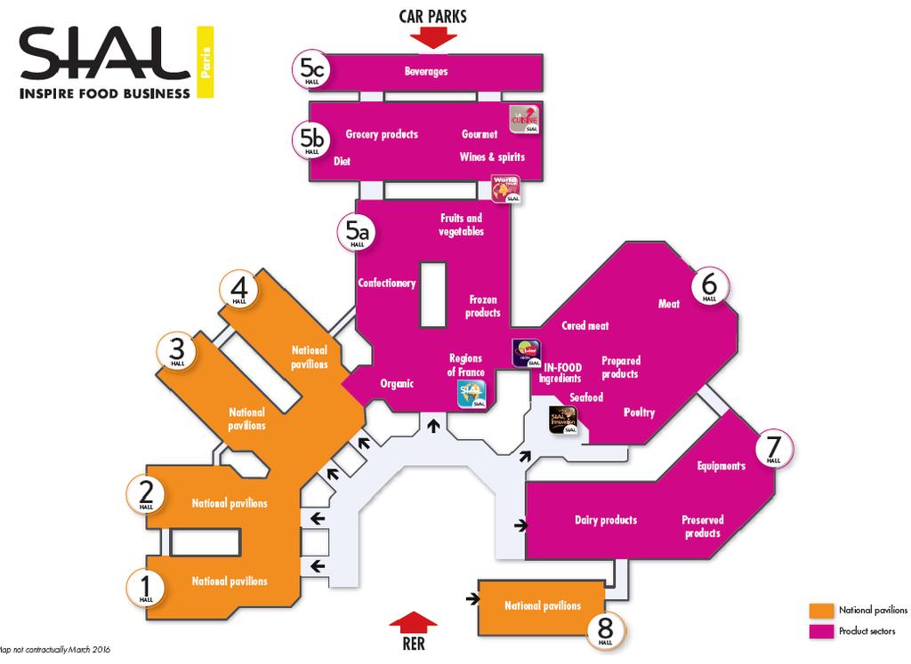 Confectionary Pavilion: Localização: Hall 5a (a confirmar) Metragem solicitada pela Apex Brasil: 70m² (a confirmar) Setores contemplados: balas e confeitos Fresh Meat and tripe Pavilion Localização: