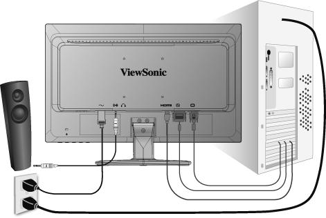 Instalação Rápida 1. Conecte o cabo de alimentação e o adaptador CA/DC 2. Conecte o cabo de vídeo Certifique-se de que o LCD display e o computador estejam desligados.