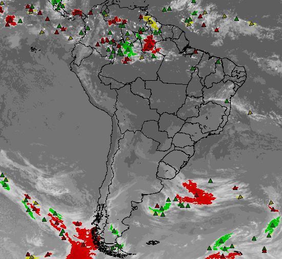 Figura 2. Imagem do Satélite GOES-12/METEOSAT às 21:00 GMT do dia 12 de junho de 2011. Figura 3.