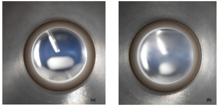 58 Figura 11:Vista da célula de equilíbrio de fases durante a transição vapor-líquido.