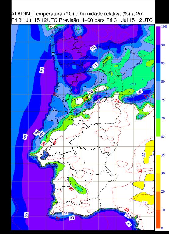 UTC de 31 julho, (d) Temperatura