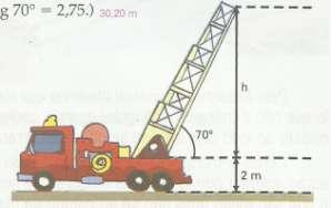 está colocada sobre um caminhão, a uma altura de 2 m do solo. Que altura, em relação ao solo, essa escada poderá alcançar?