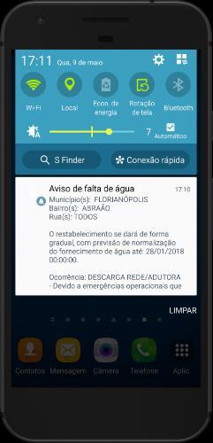 Aviso de falta de água Usuários cadastrados com CPF ou CNPJ e o número da matrícula da unidade consumidora