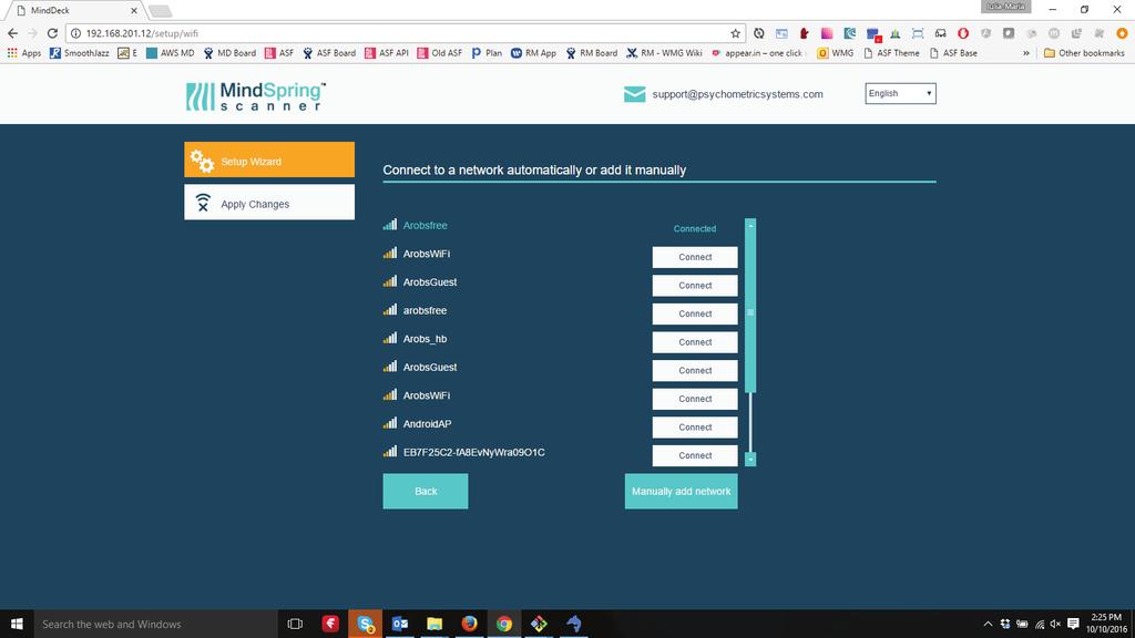 5. Configurar a rede a. Caso 1: "Configurar Wireless" - Auto O sistema deteta automaticamente todas as redes Wireless da sua área e exibe-as.